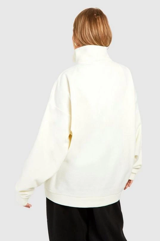 BOOHOO Cream Plus Dsgn Studio Embroidered Half Zip Oversized Sweatshirt 2 BOOHOO Cream Plus Dsgn Studio Embroidered Half Zip Oversized Sweatshirt - Image 2