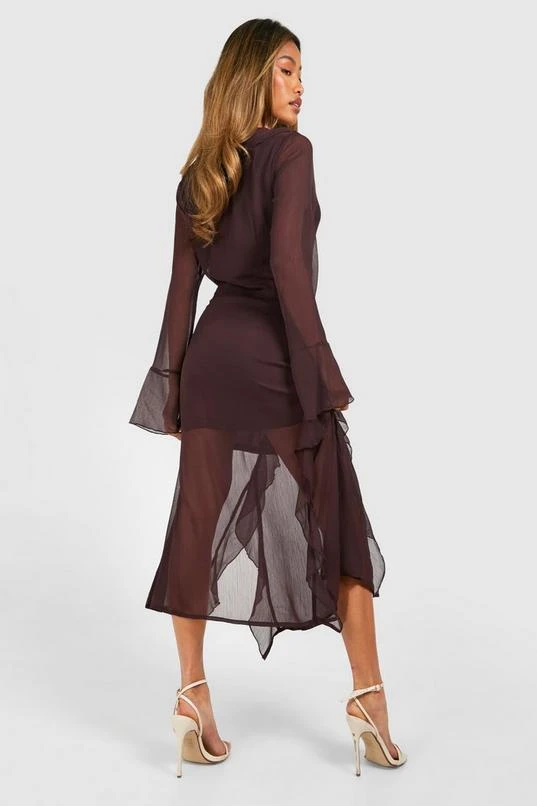 BOOHOO Chiffon Frill Midi Smock Dress 2 BOOHOO Chiffon Frill Midi Smock Dress - Image 2