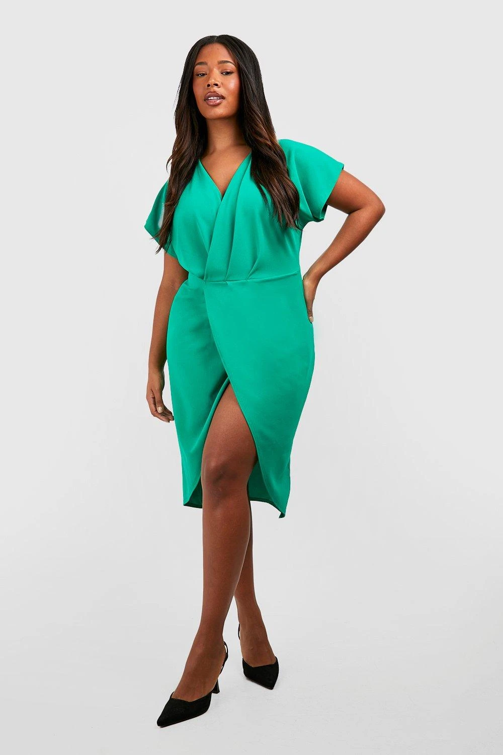 BOOHOO Plus Wrap Front Midi Dress 7 BOOHOO Plus Wrap Front Midi Dress - Image 7
