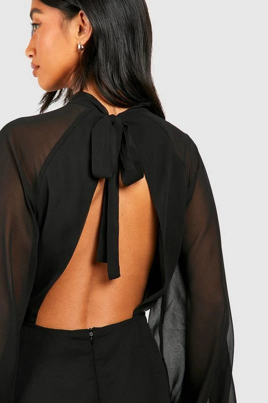 BOOHOO Petite High Neck Volume Sleeve Skater Dress 4 BOOHOO Petite High Neck Volume Sleeve Skater Dress - Image 4