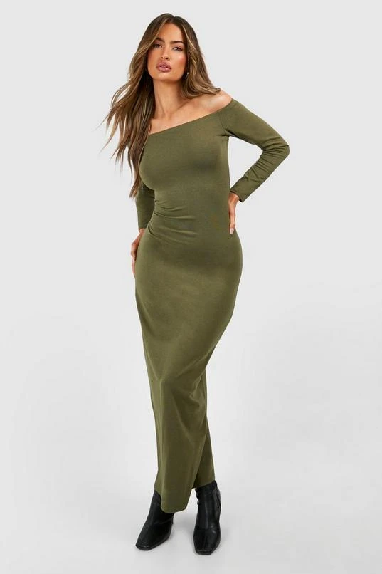 BOOHOO Premium Super Soft Bardot Bodycon Maxi Dress 1 BOOHOO Premium Super Soft Bardot Bodycon Maxi Dress