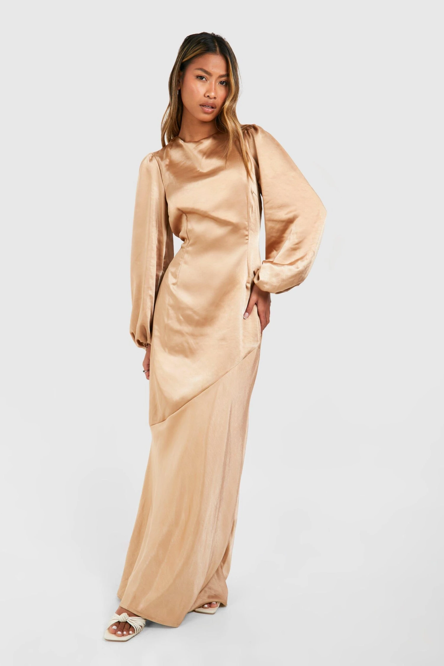BOOHOO Bridesmaid Satin Blouson Sleeve Maxi Dress 5 BOOHOO Bridesmaid Satin Blouson Sleeve Maxi Dress - Image 5