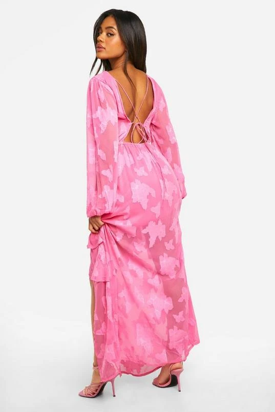 BOOHOO Burnout Floral Frill Detail Maxi Dress 2 BOOHOO Burnout Floral Frill Detail Maxi Dress - Image 2