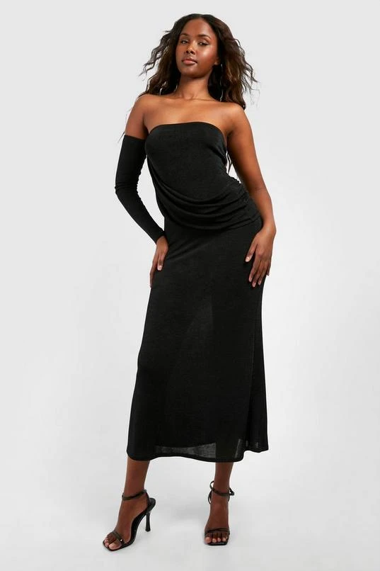 BOOHOO Wrap Ruched Acetate Slinky Maxi Dress 1 BOOHOO Wrap Ruched Acetate Slinky Maxi Dress