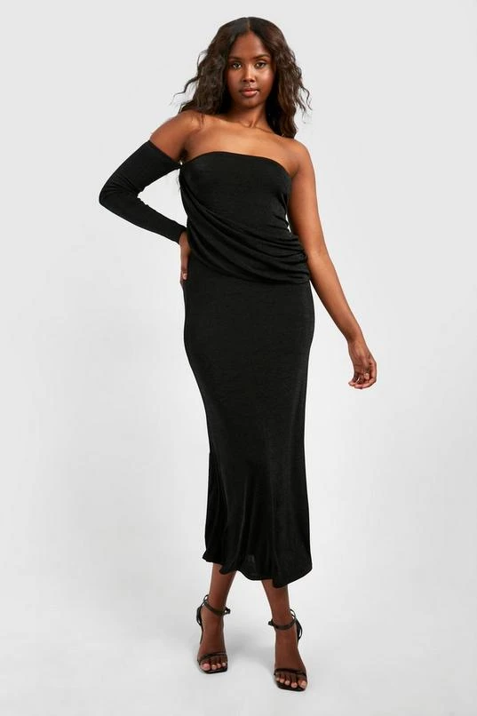 BOOHOO Wrap Ruched Acetate Slinky Maxi Dress 3 BOOHOO Wrap Ruched Acetate Slinky Maxi Dress - Image 3
