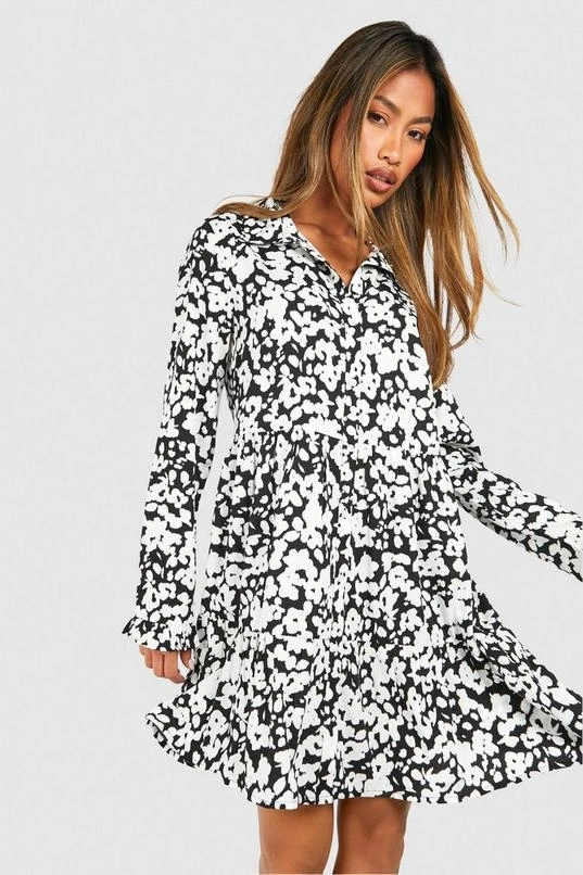 BOOHOO Floral Smock Shirt Dress 1 BOOHOO Floral Smock Shirt Dress