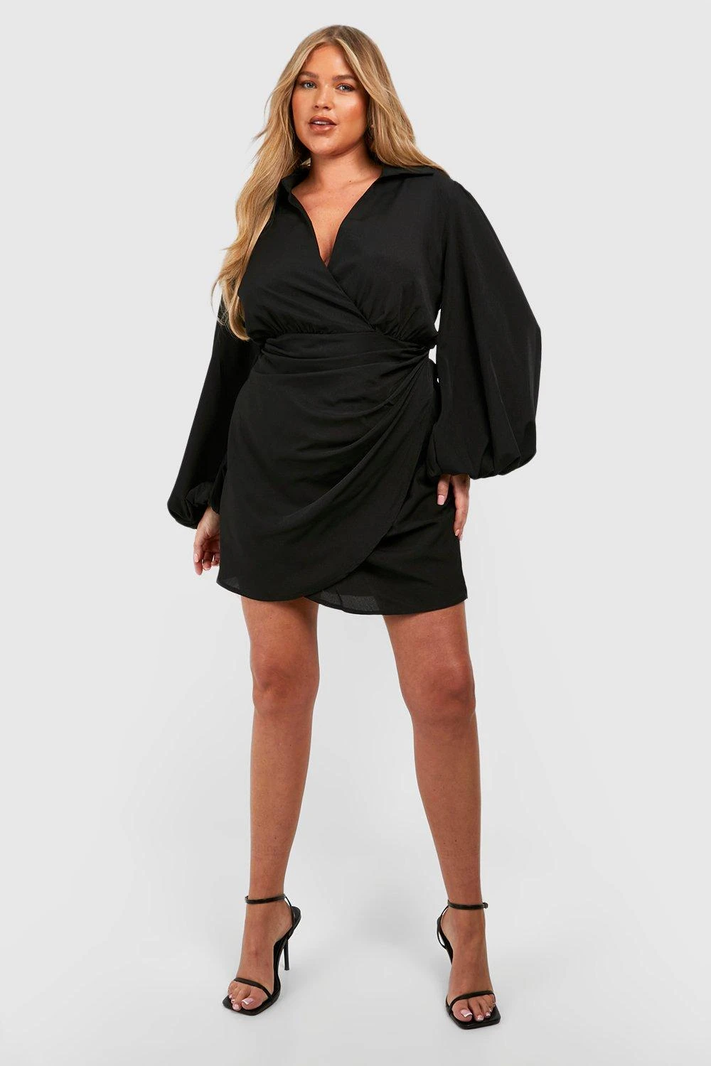 BOOHOO Plus Blouson Sleeve Wrap Dress 6 BOOHOO Plus Blouson Sleeve Wrap Dress - Image 6