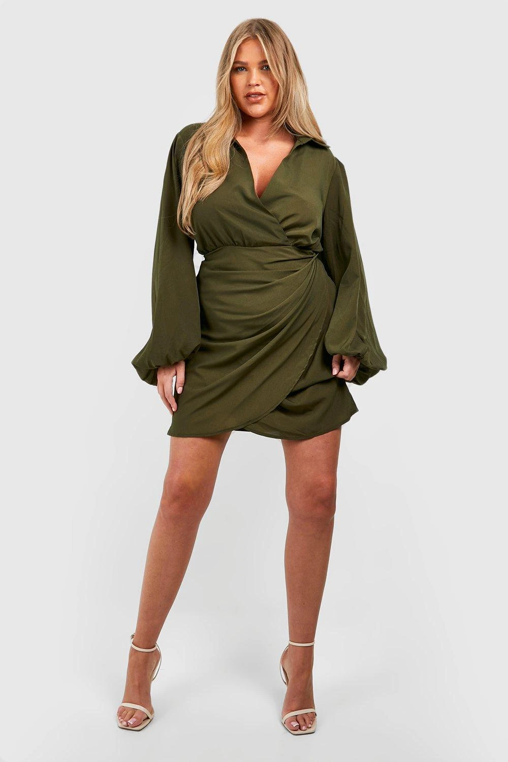 BOOHOO Plus Blouson Sleeve Wrap Dress 5 BOOHOO Plus Blouson Sleeve Wrap Dress - Image 5