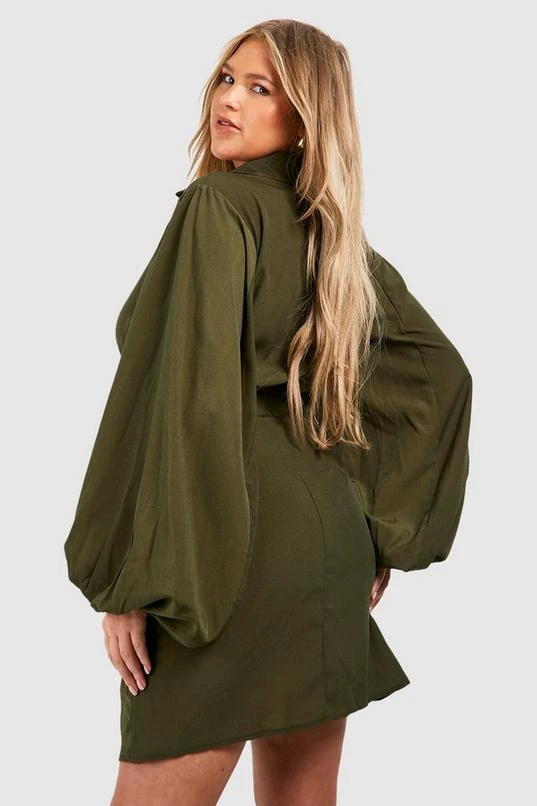 BOOHOO Plus Blouson Sleeve Wrap Dress 2 BOOHOO Plus Blouson Sleeve Wrap Dress - Image 2