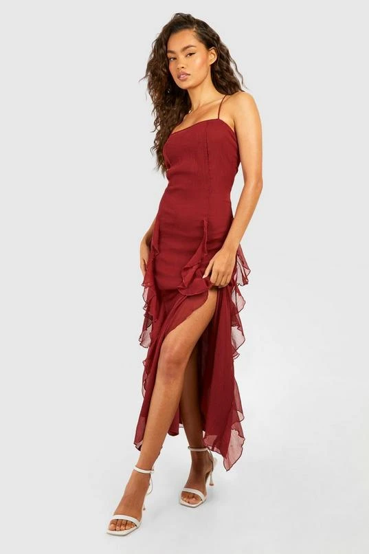 BOOHOO Crinkle Midaxi Slip Dress 1 BOOHOO Crinkle Midaxi Slip Dress