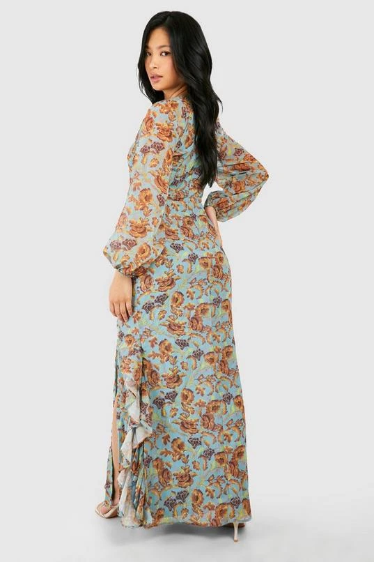 BOOHOO Petite Floral Print Ruffle Wrap Maxi Dress 2 BOOHOO Petite Floral Print Ruffle Wrap Maxi Dress - Image 2