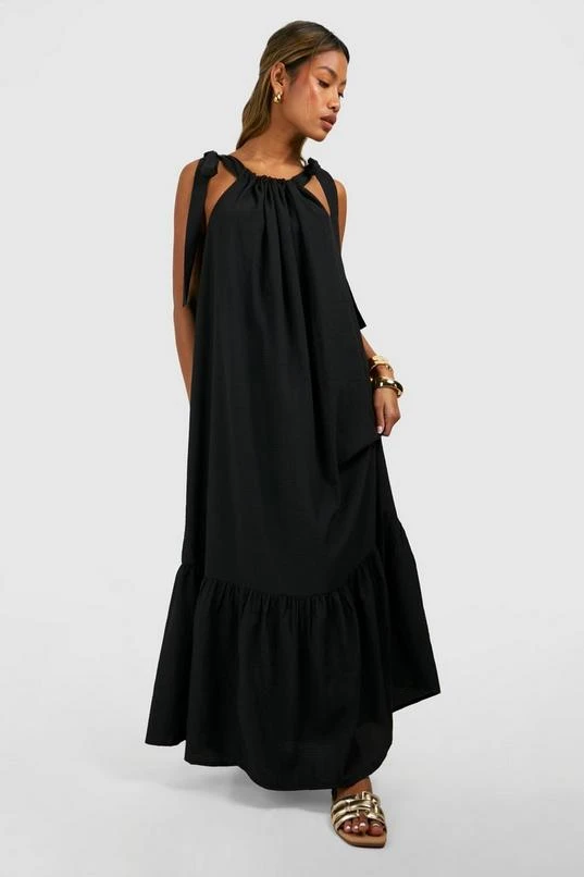 BOOHOO Seersucker Tier Hem Maxi Dress 1 BOOHOO Seersucker Tier Hem Maxi Dress