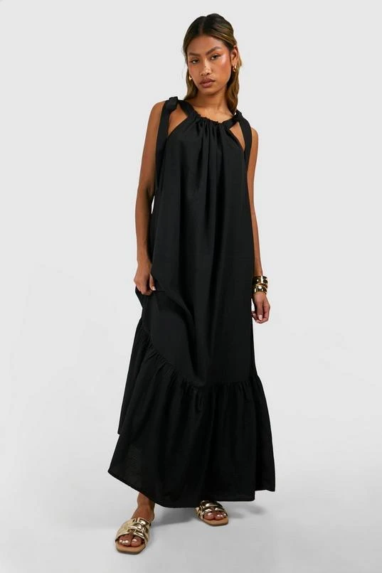 BOOHOO Seersucker Tier Hem Maxi Dress 3 BOOHOO Seersucker Tier Hem Maxi Dress - Image 3