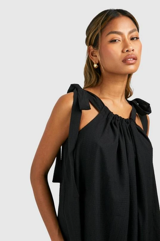 BOOHOO Seersucker Tier Hem Maxi Dress 4 BOOHOO Seersucker Tier Hem Maxi Dress - Image 4