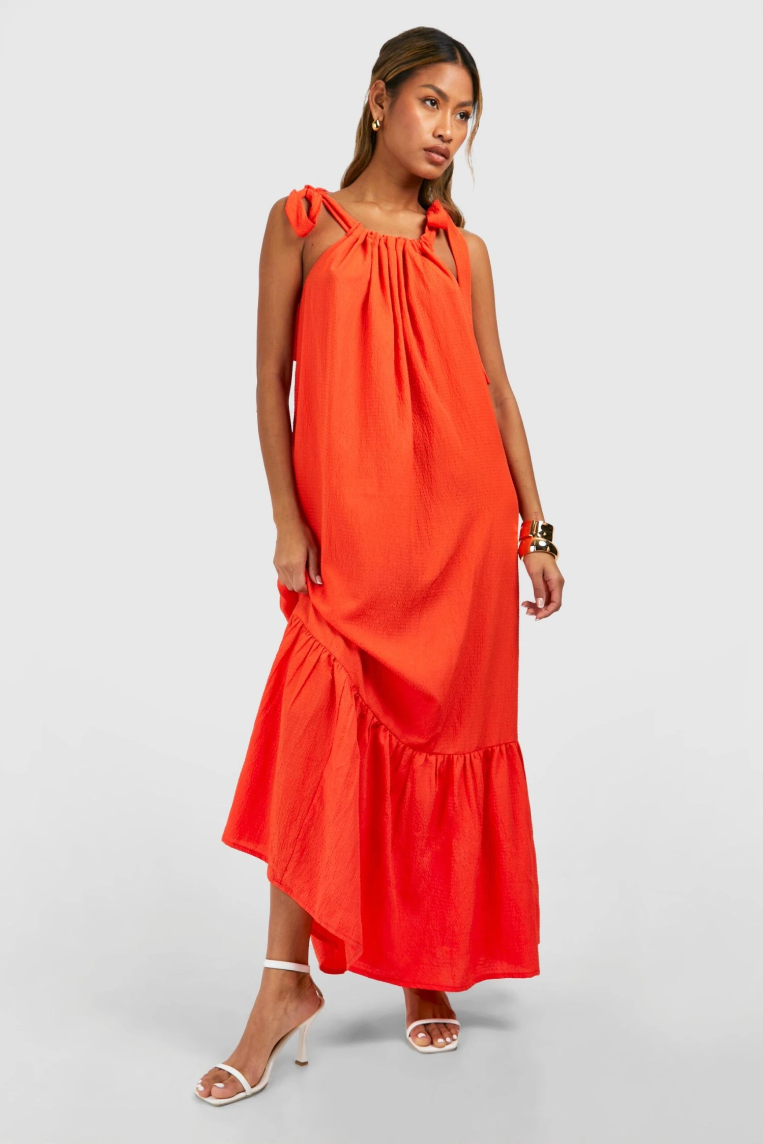 BOOHOO Seersucker Tier Hem Maxi Dress 5 BOOHOO Seersucker Tier Hem Maxi Dress - Image 5