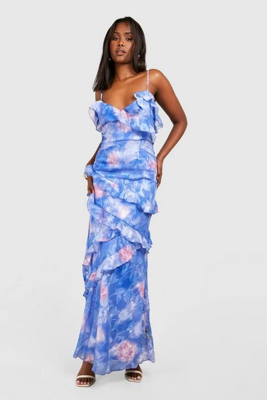 BOOHOO Jacquard Ruffle Maxi Dress 1 BOOHOO Jacquard Ruffle Maxi Dress