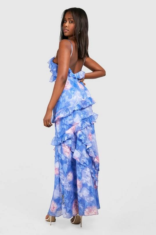 BOOHOO Jacquard Ruffle Maxi Dress 2 BOOHOO Jacquard Ruffle Maxi Dress - Image 2