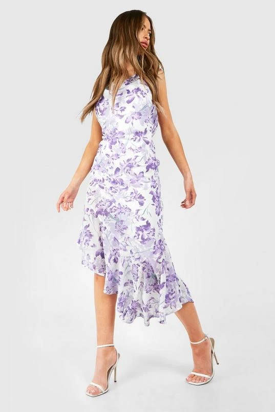 BOOHOO Floral Cowl Back Asymmetric Maxi Dress 1 BOOHOO Floral Cowl Back Asymmetric Maxi Dress