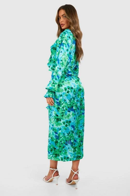 BOOHOO Floral Cut Out Ruffle Midaxi Dress 2 BOOHOO Floral Cut Out Ruffle Midaxi Dress - Image 2