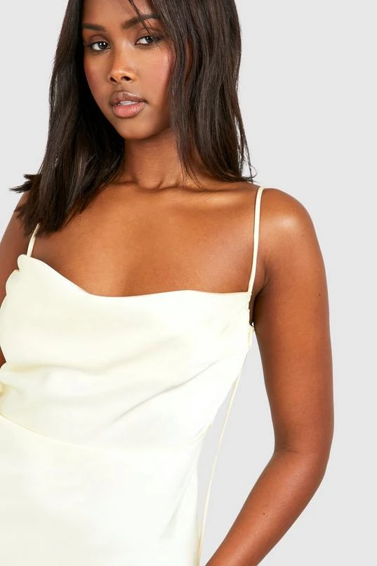 BOOHOO Satin Cowl Mini Slip Dress 4 BOOHOO Satin Cowl Mini Slip Dress - Image 4