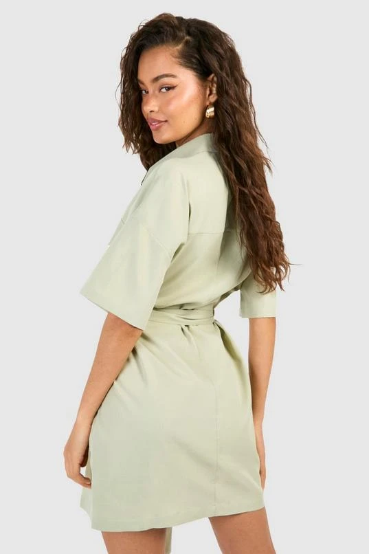 BOOHOO Poplin Short Sleeve Utility Shirt Dress 2 BOOHOO Poplin Short Sleeve Utility Shirt Dress - Image 2