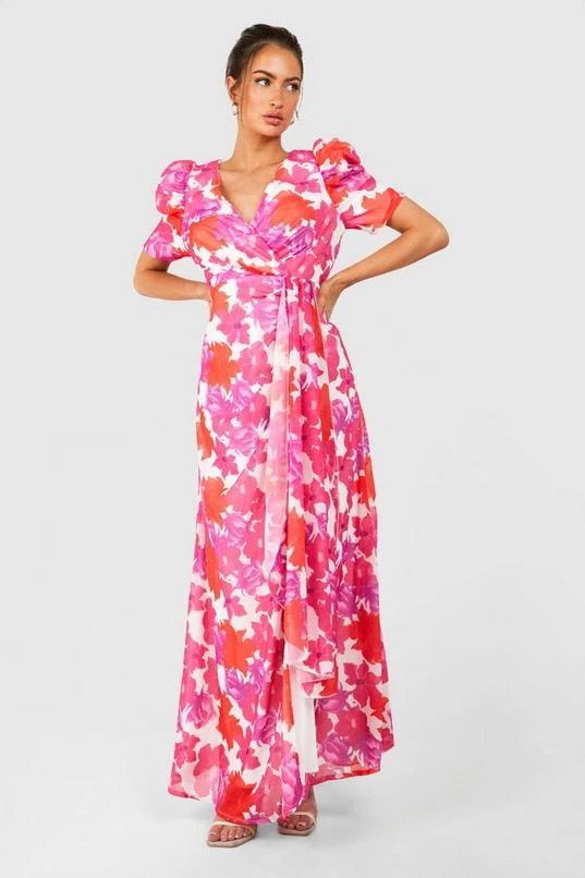 BOOHOO Floral Print Wrap Maxi Dress 1 BOOHOO Floral Print Wrap Maxi Dress