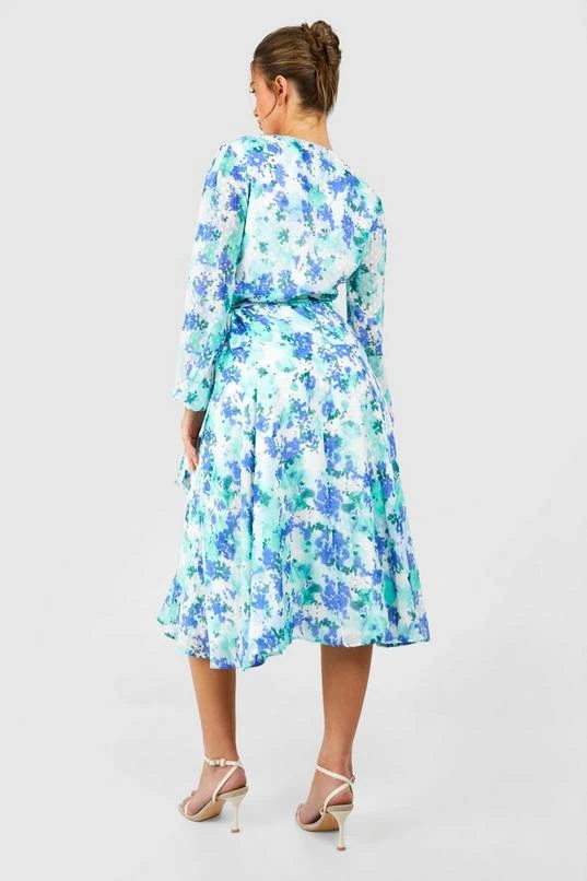 BOOHOO Floral Wrap Belted Midi Dress 2 BOOHOO Floral Wrap Belted Midi Dress - Image 2