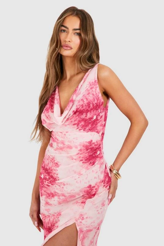 BOOHOO Cowl Neck Floral Split Leg Midaxi Dress 4 BOOHOO Cowl Neck Floral Split Leg Midaxi Dress - Image 4