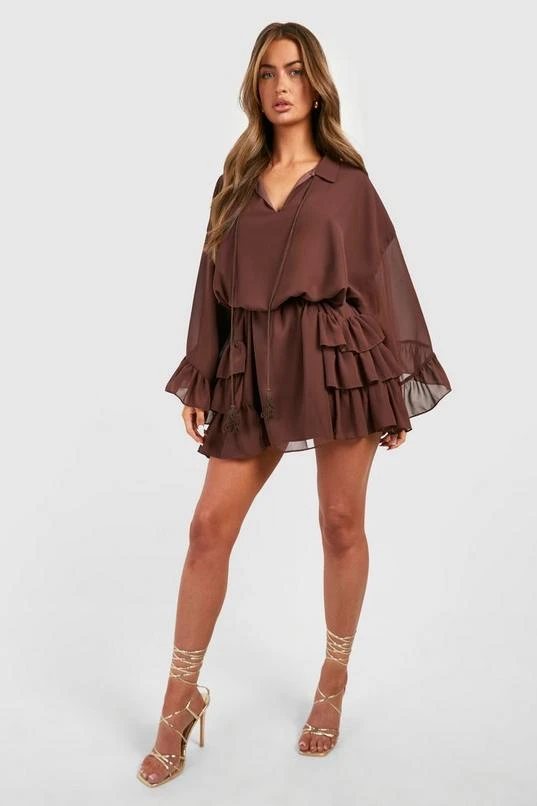BOOHOO Ruffle Detail Smock Dress 3 BOOHOO Ruffle Detail Smock Dress - Image 3