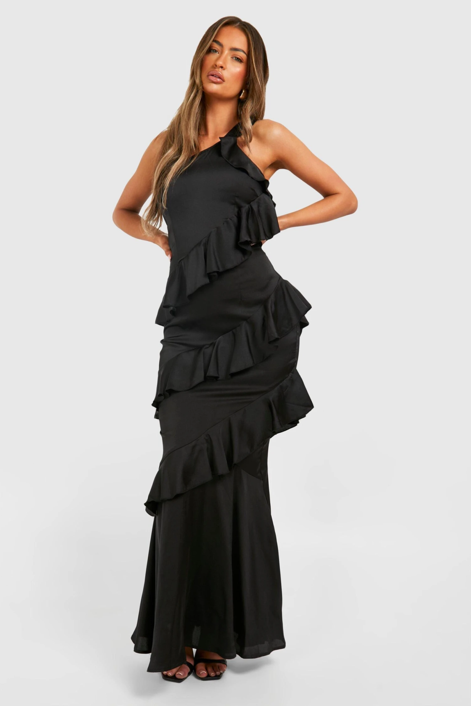 BOOHOO One Shoulder Ruffle Maxi Dress 6 BOOHOO One Shoulder Ruffle Maxi Dress - Image 6