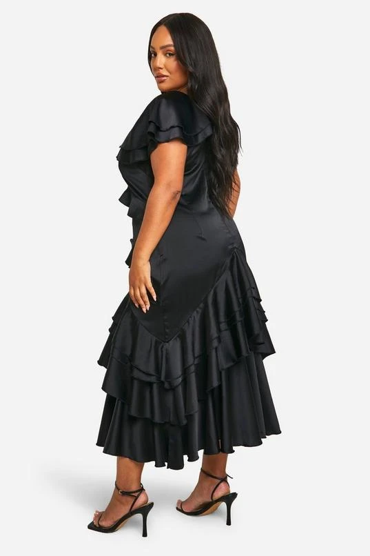 BOOHOO Plus Satin Ruffle Maxi Dress 2 BOOHOO Plus Satin Ruffle Maxi Dress - Image 2