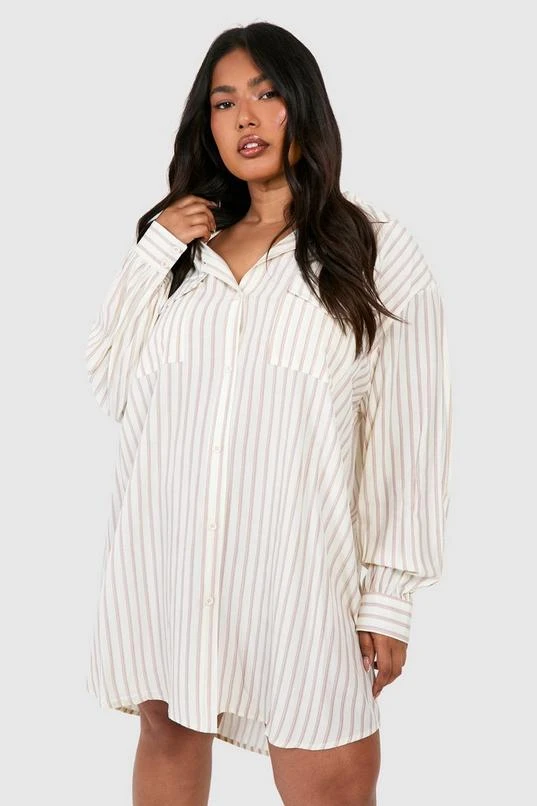 BOOHOO Plus Stripe Oversized Shirt Dress 1 BOOHOO Plus Stripe Oversized Shirt Dress
