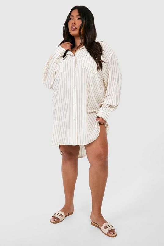 BOOHOO Plus Stripe Oversized Shirt Dress 3 BOOHOO Plus Stripe Oversized Shirt Dress - Image 3