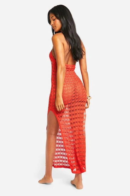 BOOHOO Tall Crochet Knitted Halterneck Beach Midaxi Dress 2 BOOHOO Tall Crochet Knitted Halterneck Beach Midaxi Dress - Image 2