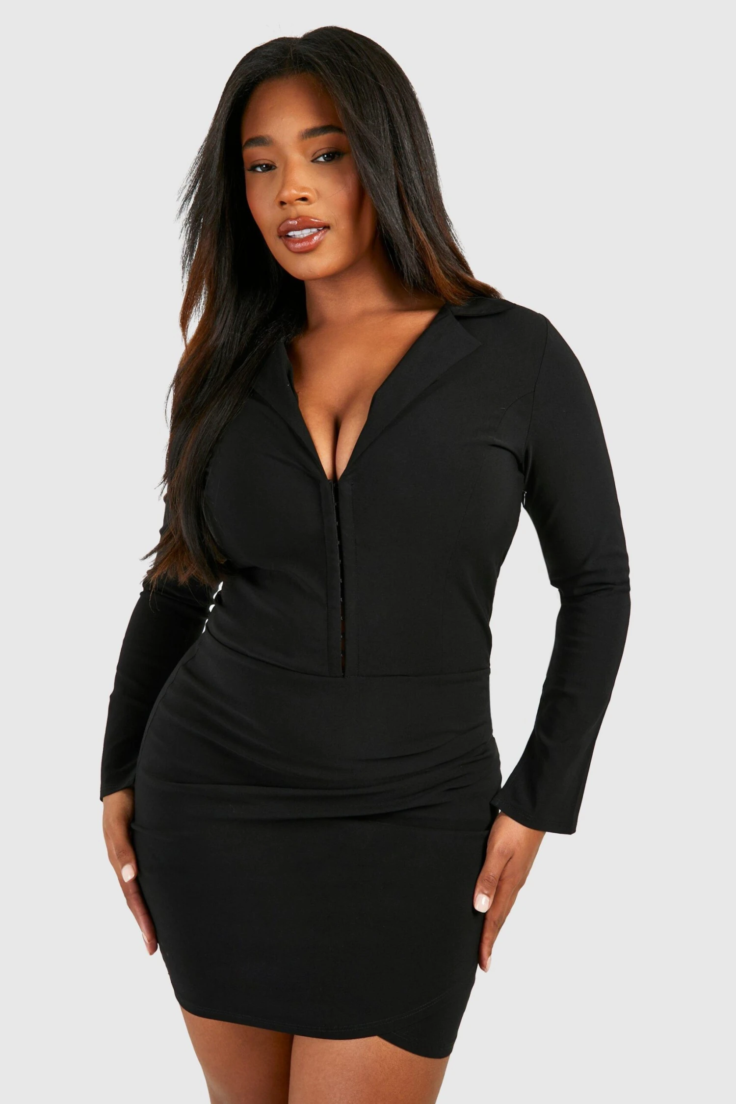 BOOHOO Plus Bengaline Hook And Eye Wrap Dress 5 BOOHOO Plus Bengaline Hook And Eye Wrap Dress - Image 5
