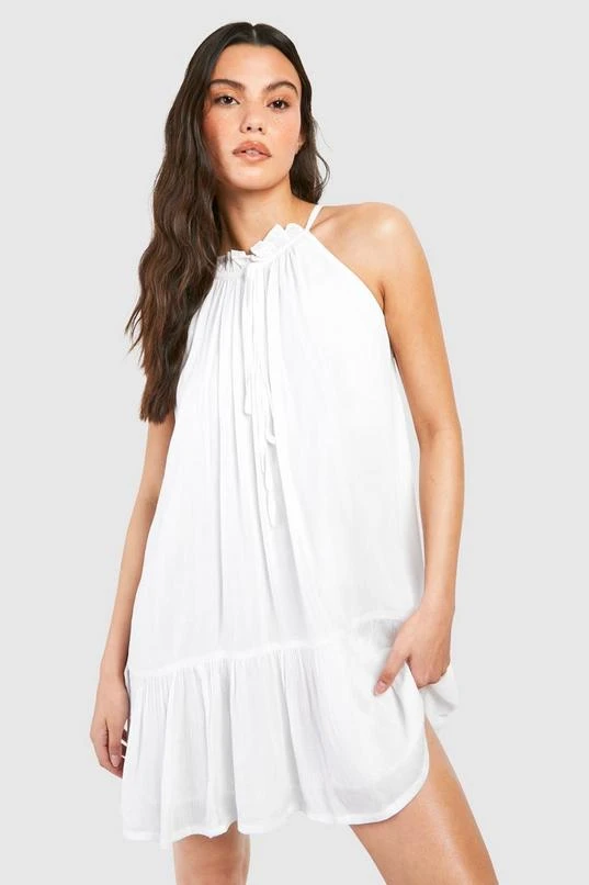 BOOHOO Cheesecloth Mini Smock Dress