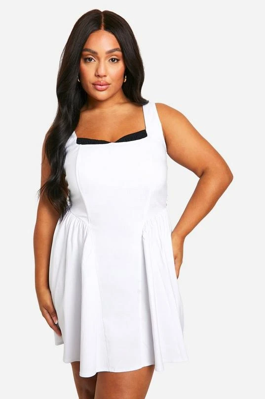 BOOHOO Plus Bengaline Milkmaid Mini Dress 1 BOOHOO Plus Bengaline Milkmaid Mini Dress