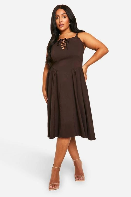 BOOHOO Plus Bengaline Tie Milkmaid Dress 3 BOOHOO Plus Bengaline Tie Milkmaid Dress - Image 3