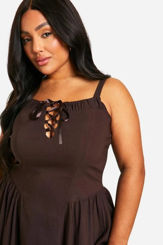 BOOHOO Plus Bengaline Tie Milkmaid Dress 4 BOOHOO Plus Bengaline Tie Milkmaid Dress - Image 4
