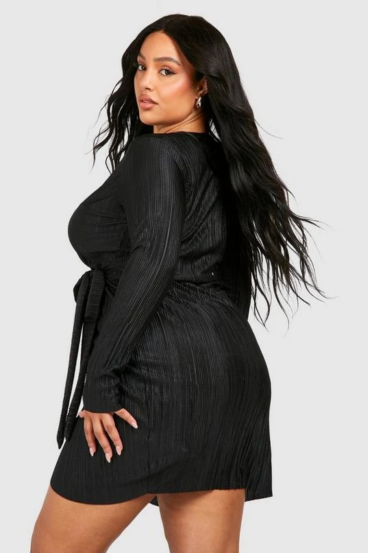 BOOHOO Plus Plisse Wrap Mini Dress 2 BOOHOO Plus Plisse Wrap Mini Dress - Image 2