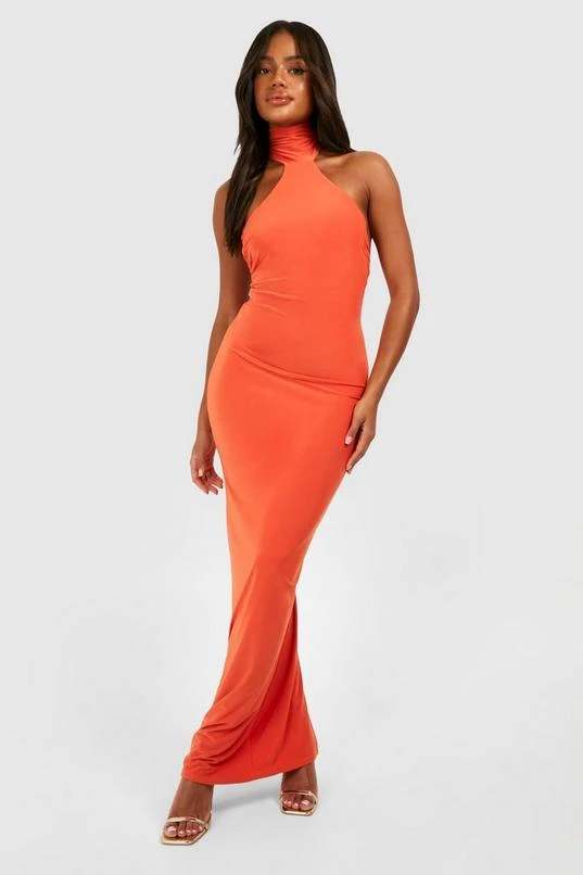 BOOHOO Racer Neck Slinky Maxi Dress 1 BOOHOO Racer Neck Slinky Maxi Dress