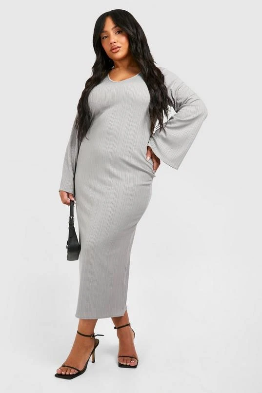 BOOHOO Plus Rib Flared Sleeve Column Dress 3 BOOHOO Plus Rib Flared Sleeve Column Dress - Image 3