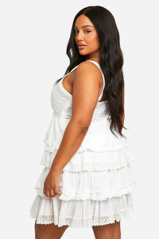 BOOHOO Plus Crochet Trim Tiered Smock Dress 2 BOOHOO Plus Crochet Trim Tiered Smock Dress - Image 2
