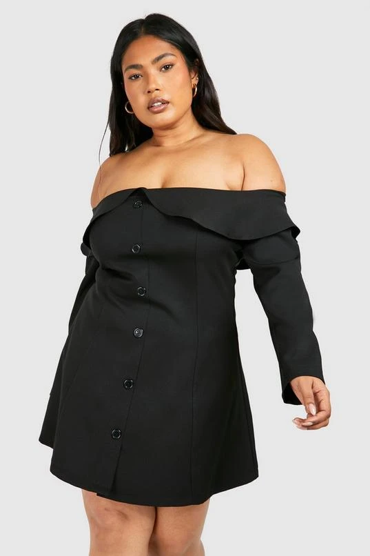 BOOHOO Plus Woven Off The Shoulder Mini Dress 3 BOOHOO Plus Woven Off The Shoulder Mini Dress - Image 3