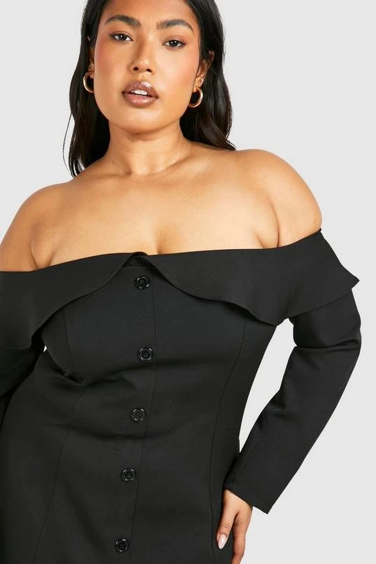 BOOHOO Plus Woven Off The Shoulder Mini Dress 4 BOOHOO Plus Woven Off The Shoulder Mini Dress - Image 4