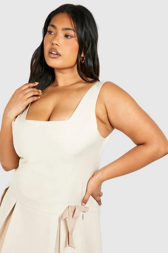 BOOHOO Plus Woven Bow Detail Strappy Skater Dress 4 BOOHOO Plus Woven Bow Detail Strappy Skater Dress - Image 4