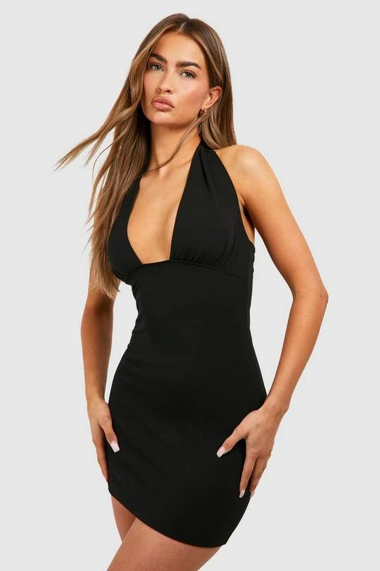 BOOHOO Plunge Crepe Mini Dress 1 BOOHOO Plunge Crepe Mini Dress