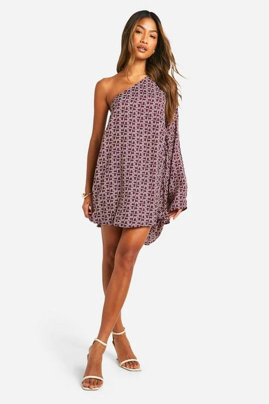 BOOHOO Flare Sleeve Printed Satin Mini Dress 3 BOOHOO Flare Sleeve Printed Satin Mini Dress - Image 3