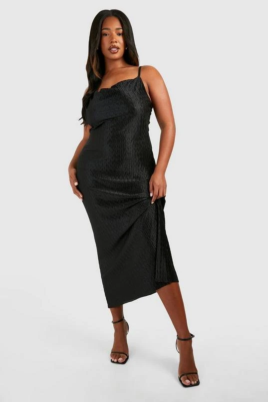 BOOHOO Plus Wave Plisse Cowl Neck Maxi Dress 3 BOOHOO Plus Wave Plisse Cowl Neck Maxi Dress - Image 3