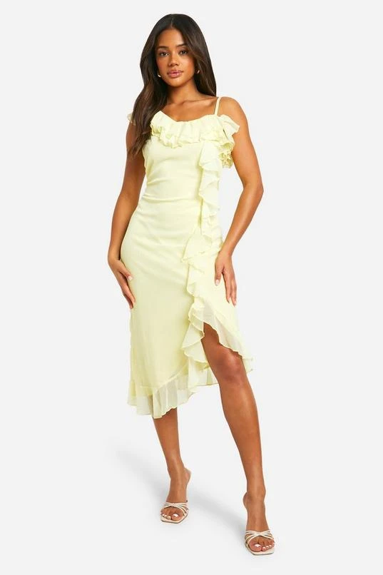 BOOHOO Chiffon Ruffle Split Midaxi Dress 1 BOOHOO Chiffon Ruffle Split Midaxi Dress